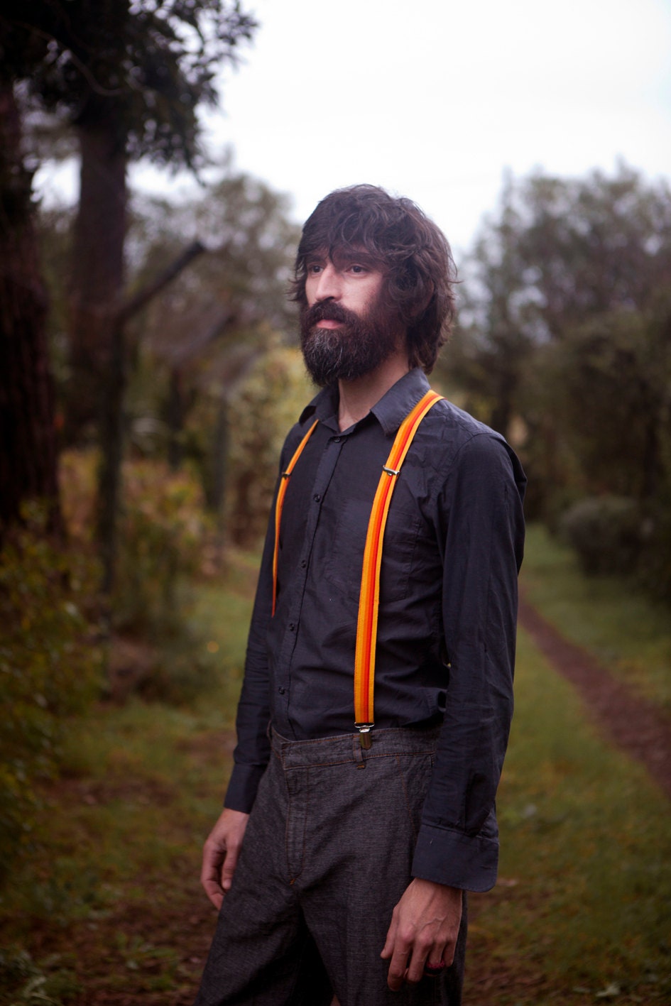 Suspenders handmade original in sunny yellow and orange
