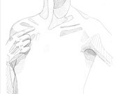 Giclee Print // A3 // 17''x12'' // pencil study illustration // nude sketch // portrait // gradient
