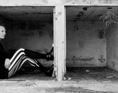Pin Stripe Long Leggings, Black and White, Punk Pants , Burning Man Clothing.