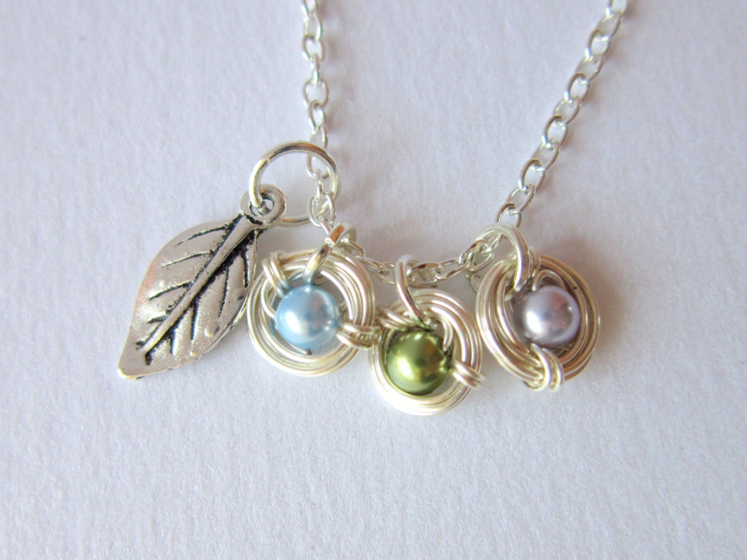 Silver Leaf Charm Add On for Bird's Nest Necklace