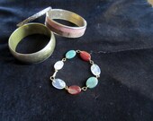 Bracelets Earth Tones Metal Stone Leather Vintage Retro