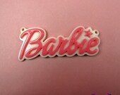 DarK PinK XL Girly Name Necklace Pendant or Decoden Kawaii Flatback Resin Cabochons 62x26mm (4 pieces)