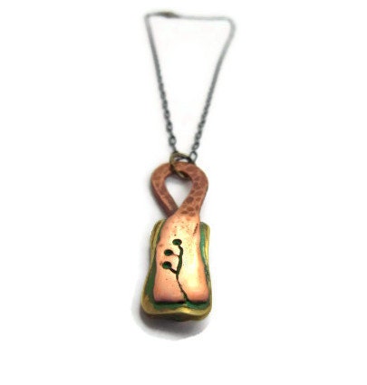 Handmade Tree of Life metalwork necklace, copper and brass, by Recreate4U