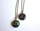 The titanium rainbow druzy moon pendant necklace