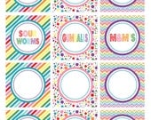 Rainbow  --  Customizable Candy Buffet Tags/Labels -- Choose Your Text