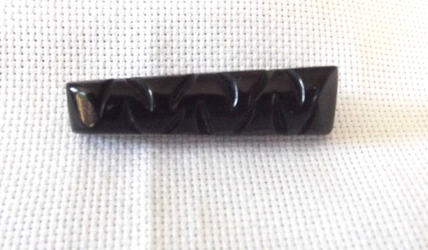 Vintage  Bakelite Brooch, Black Pin, Deeply Carved, Bar Pin, Costume Jewlery