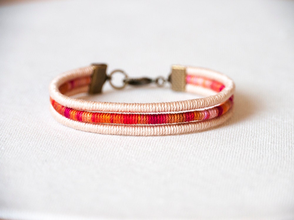 Cotton Bracelet Orange and peach