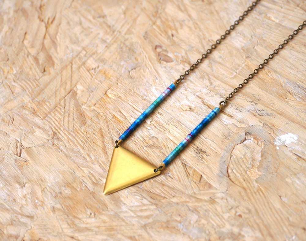 Triangle Necklace Blue Ombre Triangle pendant