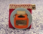 Fabric Orange Typewriter Illustration Pocket Mirror