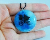 E.T. and Elliot over the Moon Silhouette Necklace (Large)