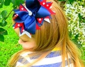 Fourth of July hair bow for girls Headband Girls Hair Bow Red White and Blue Boutique Hair Bow Childrens hair bows