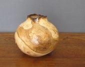 Maple burl vase with natural edge rim, wood turning, pencil holder, cream and brown colors, hollow form