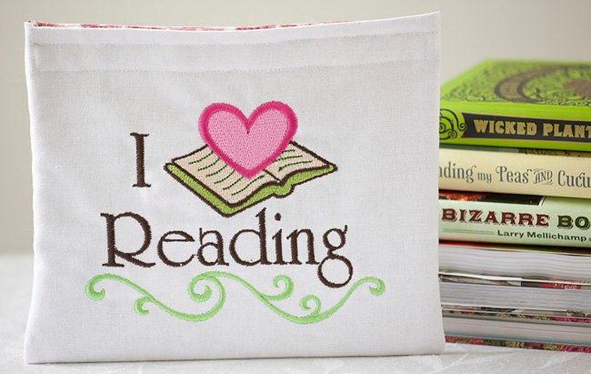 Kindle Cover, Ereader Sleeve Pouch I Heart Reading slogan