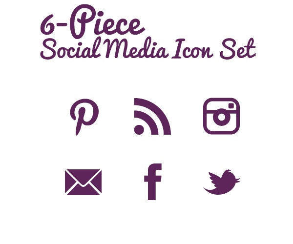 Social Media Icons - Transparent Background - Plum Purple