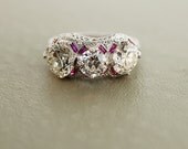 Antique Platinum 3.42 carat  Diamond & Ruby Ring