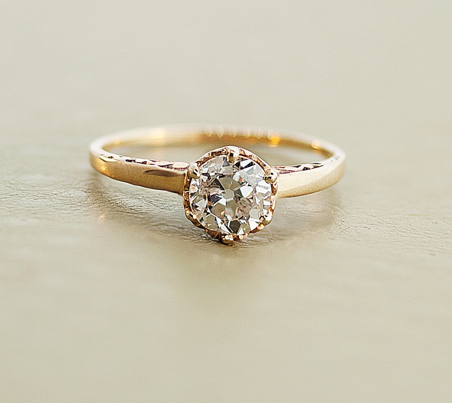 Antique Engagement Ring - Rose Gold and Diamond Ring