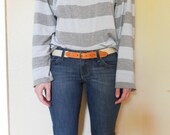 Vintage Lands End Belt - Mens Belt - Womens Belt - Cream White - Brown Leather - Woven Belt - Leather Belt - 36