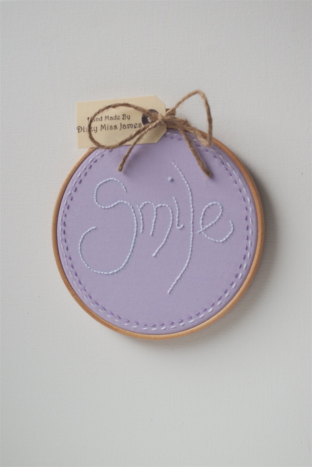 Smile Hand Embroidery Hoop Wall Art