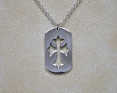 Silver cross dogtag necklace - sterling silver gothic cross dogtag pendant - mens necklace - unisex - modern everyday jewelry - gothic