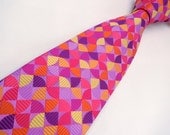 Purple Geometric Tie - Mens Silk Multicolor Necktie - 'Rotate'