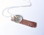 Grauduation Necklace - Hand Stamped Sterling Silver and Copper Necklace, Mixed Metal Necklace