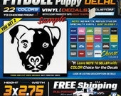 3x2.75 (2) Pitbull Puppy Breed Face Vinyl Decal Sticker 1 Color
