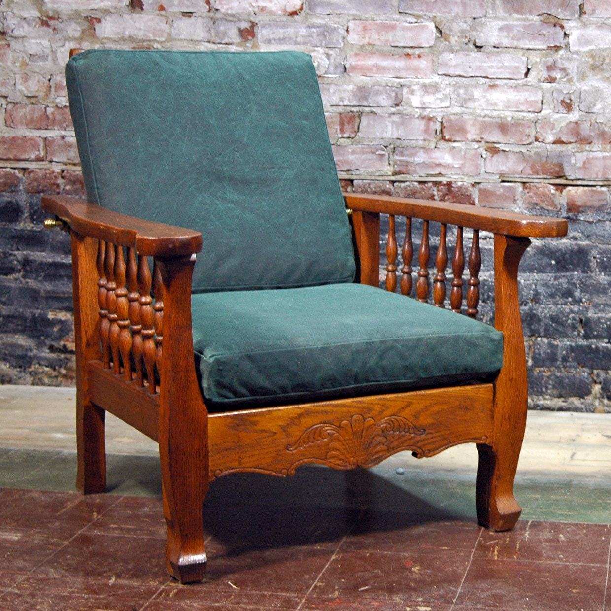 Vintage Morris Chair with New Waxed Canvas Upholstery