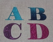 Neoclassic monogram 4 styles machine embroidery alphabet 1.7" tall
