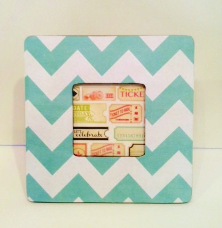 SALE Aqua Chevron Frame