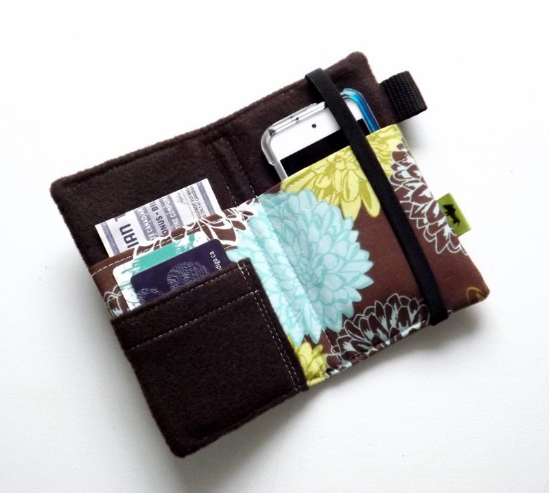 Robins egg blue and lime green flowers, iphone wallet, iphone 5, iphone 4, boho, natural, TLC Pouches, samsung, htc phone case, blue flowers