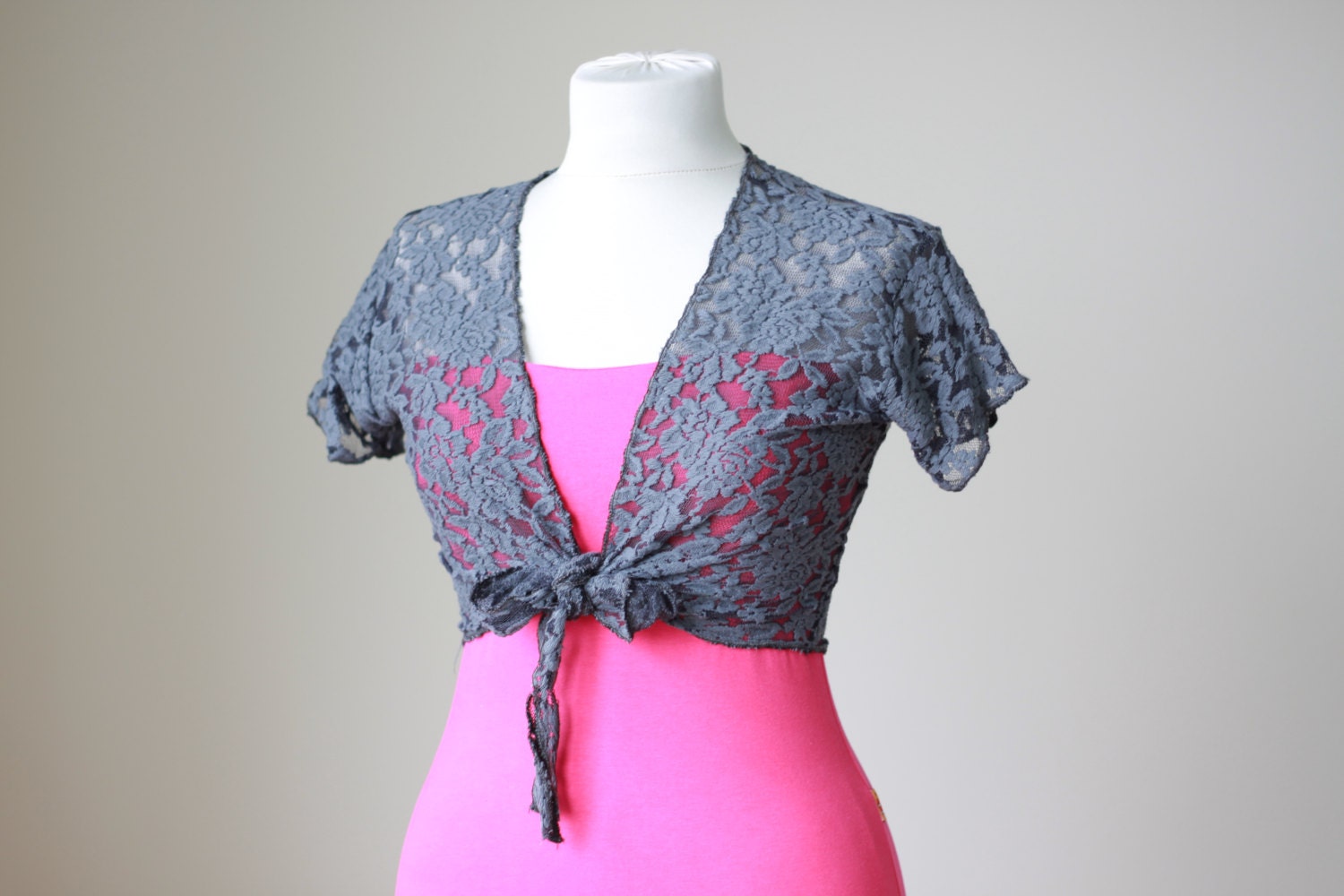 Lace beach dress for women, Grey beach cover up, lace tunic, summer bolero shrug