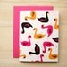 Whimsical Pink Swan Animal Pattern A2 Card