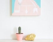 Abstract painting, wood wall art, abstract art, pastel painting on wood panel