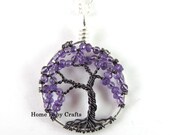 The Purple Cherry-Sakura, Miniature Tree of Life Necklace in Amethyst, Weeping Wire Tree