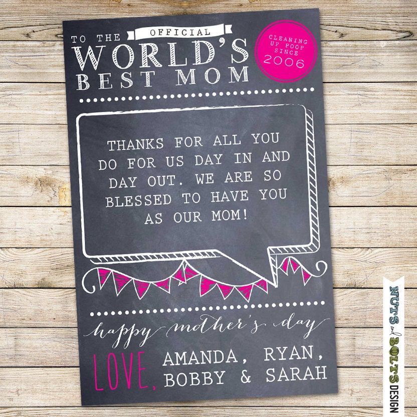 Mother's Day Card - Printable // Chalkboard "World's Best Mom"