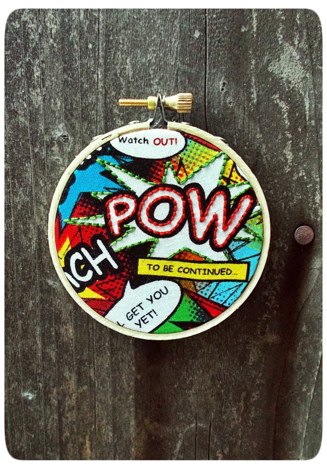 Comic Lovers Mini Embroidery Hanging Hoop READY TO SHIP