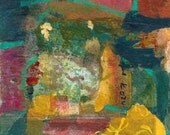 Kozuke Garden mixed media collage small original painting