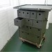 Amazing Large Military Industrial Army Green Trunk Chest of Multiple Drawers Platform Casters Wheels Shop Studio Storage Tool Organizer Case