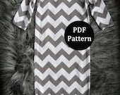 Baby sewing pattern. Newborn gown. PDF pattern, easy with lots of pictures. Sewn with sewing machine alone.   (From lippy brand patterns)