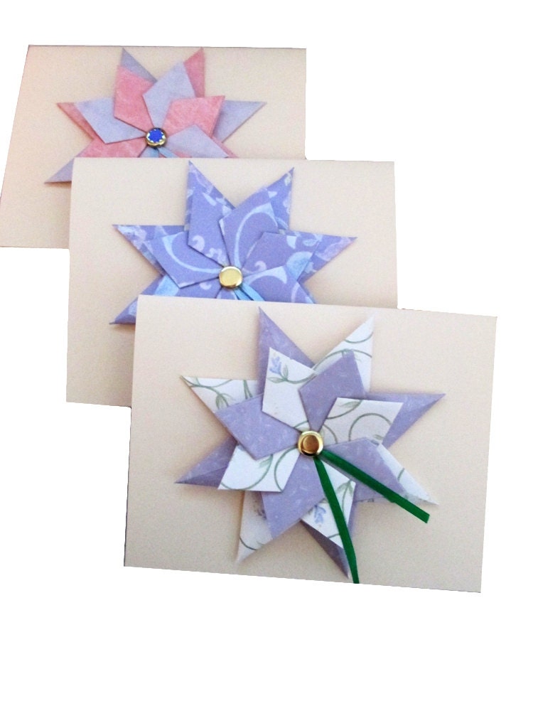 Origami Star Greeting Card Purple Set