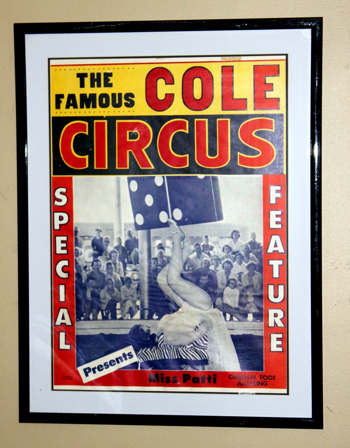 The Famous Cole Circus Miss Patti Foot Juggler Poster Vintage 1960s Circus Posters