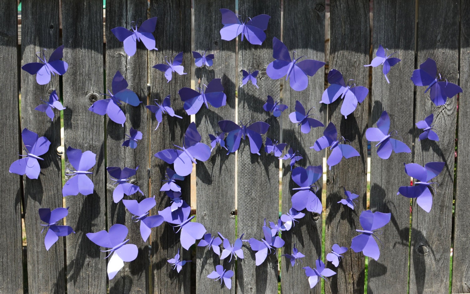 Metal Wall Art Decor, 3D Butterfly Art, Eco-friendly Art, Recycled Aluminum Can, Decorative Pins - Grape Purple Butterfly (50 pieces)