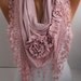 NEW- Soft Pink Rose Scarf Jersey Shawl Scarf  Lace Scarf  Triangle Scaf  Women's Fashion Accessories DIDUCI