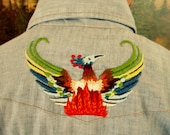 Vintage 70s PHOENIX RISING Embroidered Western Chambray Shirt (M)