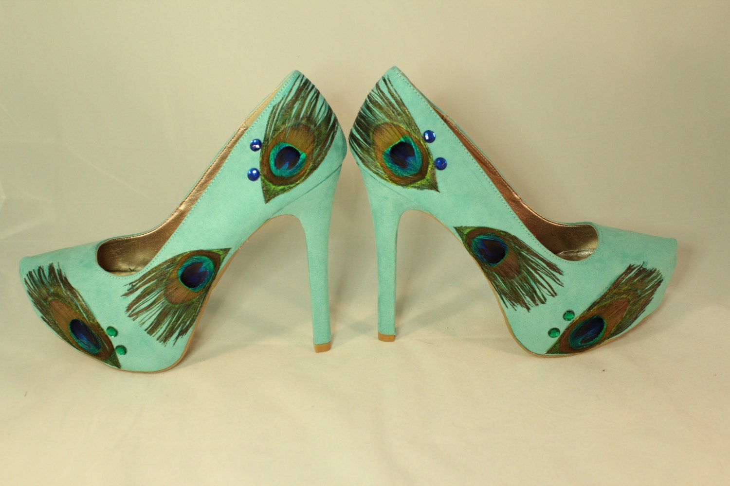 Turquoise Peacock Shoes size 8