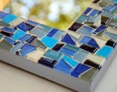 Square Mosaic Mirror,  Blue Home Decor - Made to Order