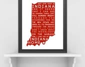 Back Home Again in Indiana Typography Print - Any Color :)