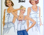 Camisole Tank Button Through Tops Peplum Jane Tise Vintage Sewing Pattern Butterick 5992 Misses Size 10