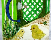 Art for Children C is for Chicks ink drawing