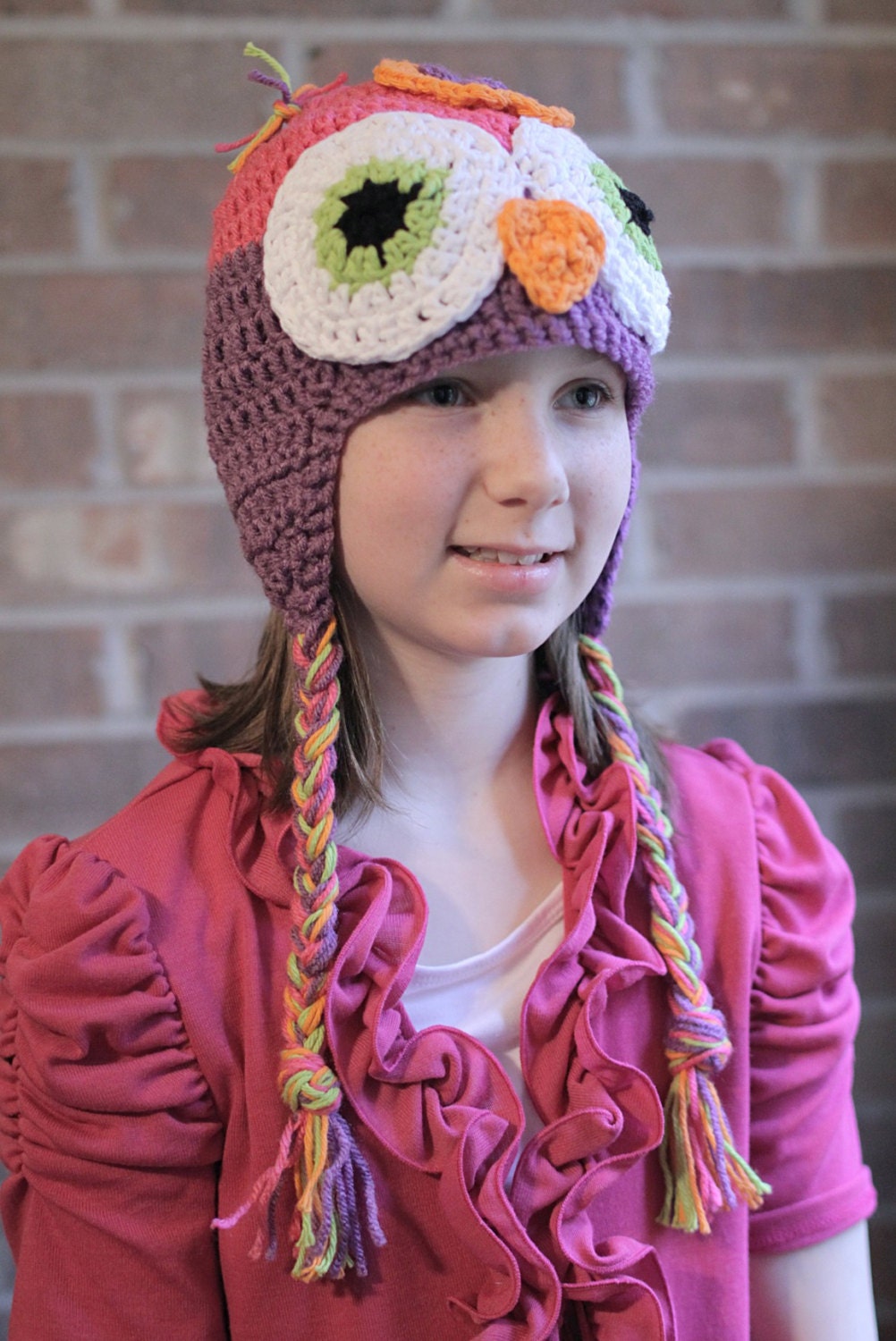 Childrens Crochet Owl Hat - made to order